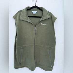 Columbia Men’s Olive Green Full Zip Fleece Vest Large Outdoor